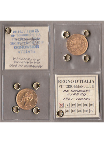1861 20 Lire oro Zecca di Torino Vittorio Emanuele II Moneta Rara